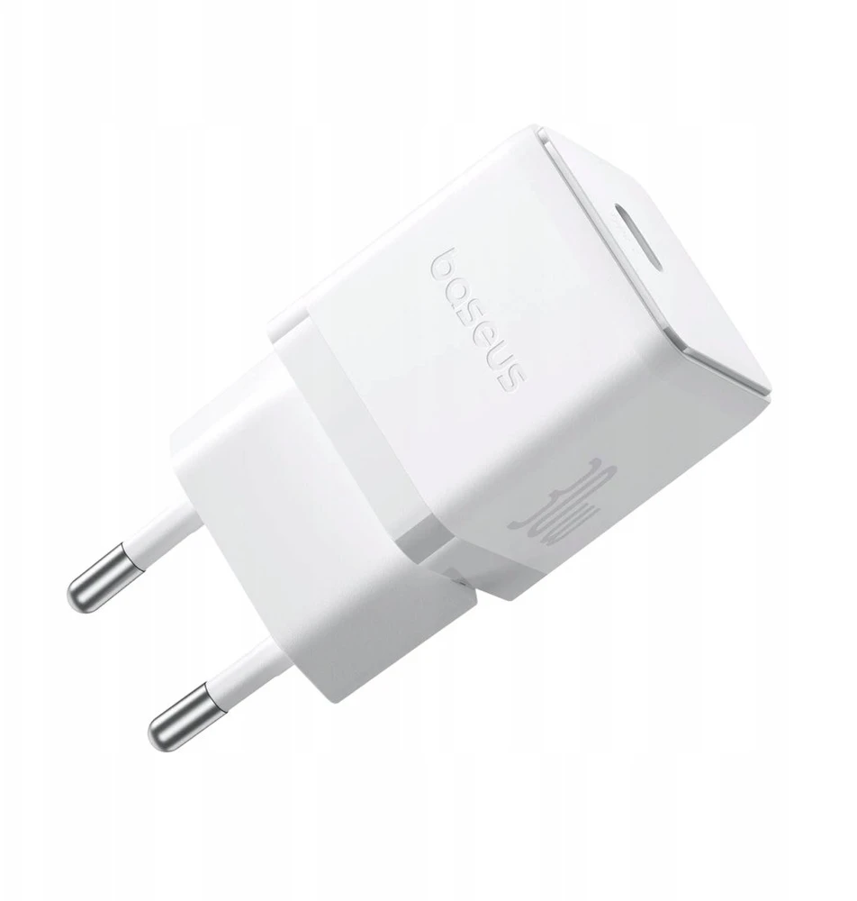 Baseus Sieninis įkroviklis Palm 30W USB-C QC3.0 PD3.0 su USB-C kabeliu 1m, baltas