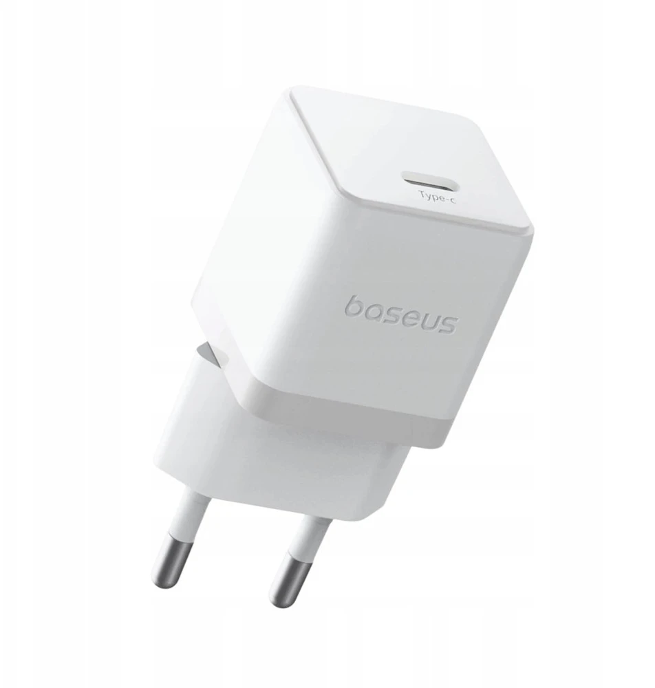 Baseus Sieninis įkroviklis Palm 30W USB-C QC3.0 PD3.0 su USB-C kabeliu 1m, baltas