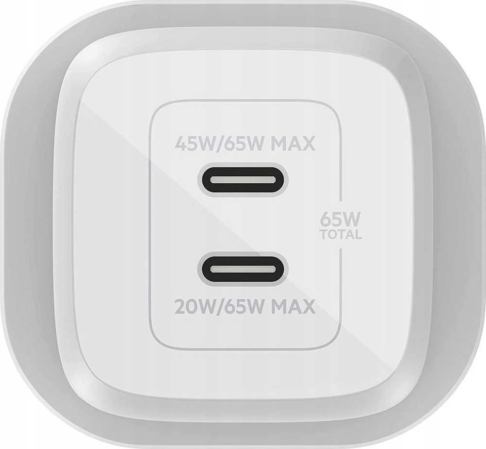 Įkroviklis - Belkin WCH013vfWH 65W GaN Dvigubas USB-C Baltas