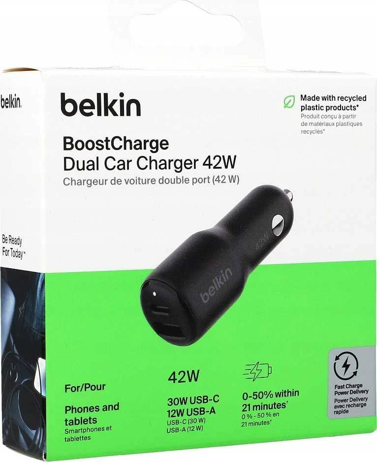 Belkinas | BOOST CHARGE 42w-30w USB-C PD PPS + 12w USB-A automobilinis įkroviklis, | CCB005btBK