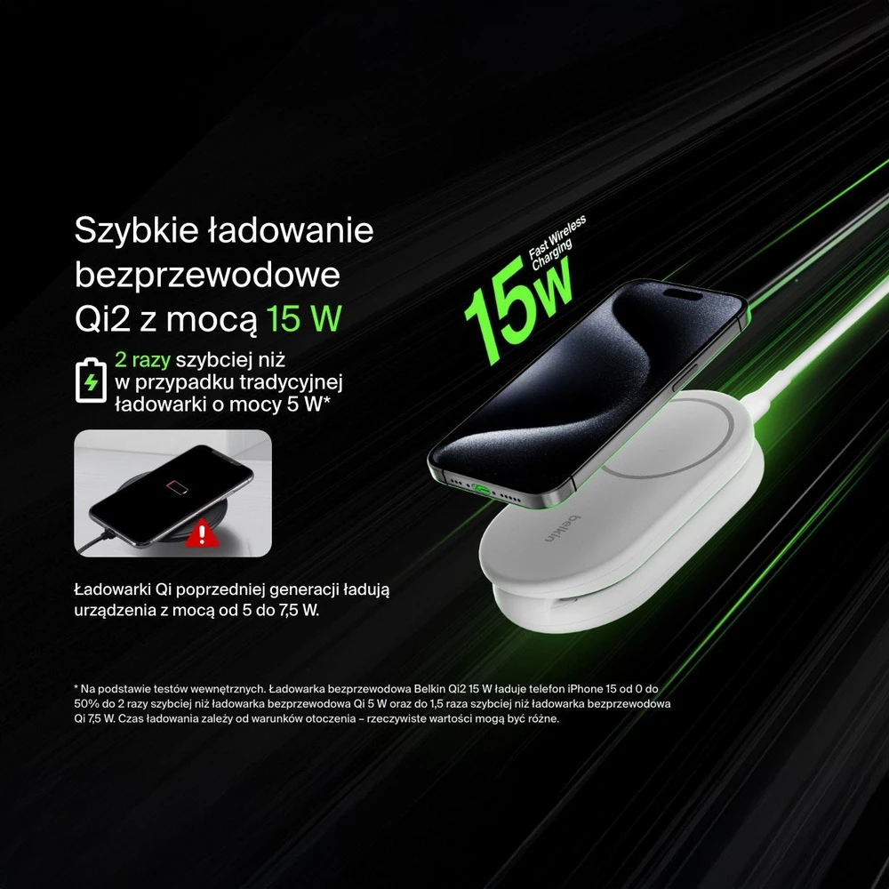 Belkin MagSafe Qi2 15 W balta su adapteriu 36 W