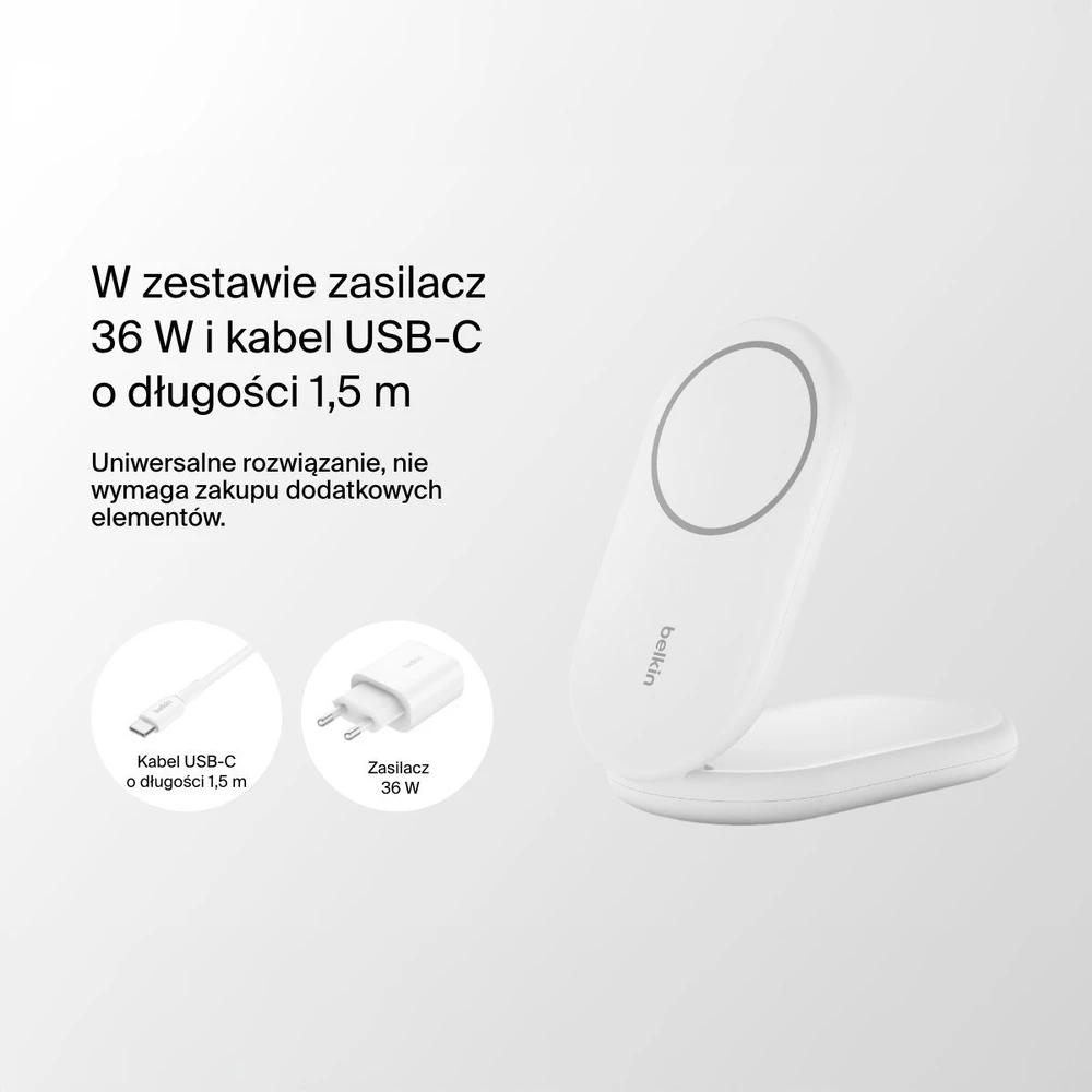 Belkin MagSafe Qi2 15 W balta su adapteriu 36 W