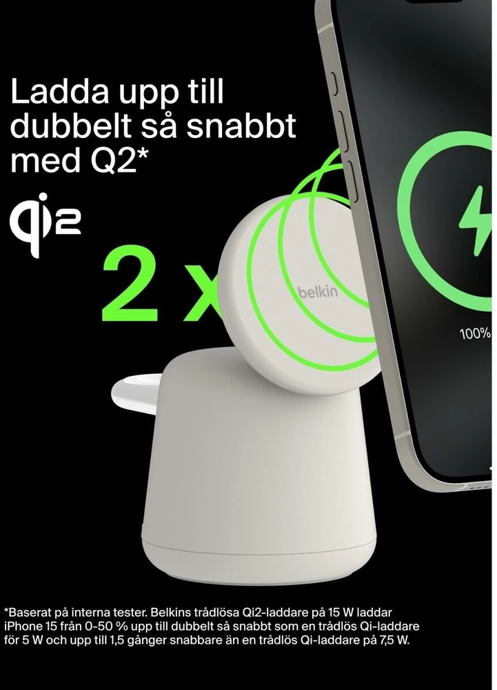 Belkin BOOST Charge PRO 15W mag. Charg.Qi2 2in1 smėlio spalvos WIZ027vfH37
