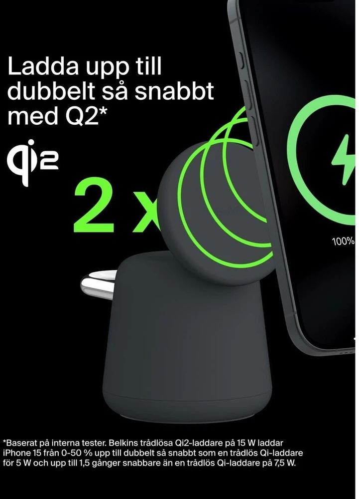 Belkin BOOST Charge PRO 15W mag. Cha.Qi2 2in1 drkggray WIZ027vfH36