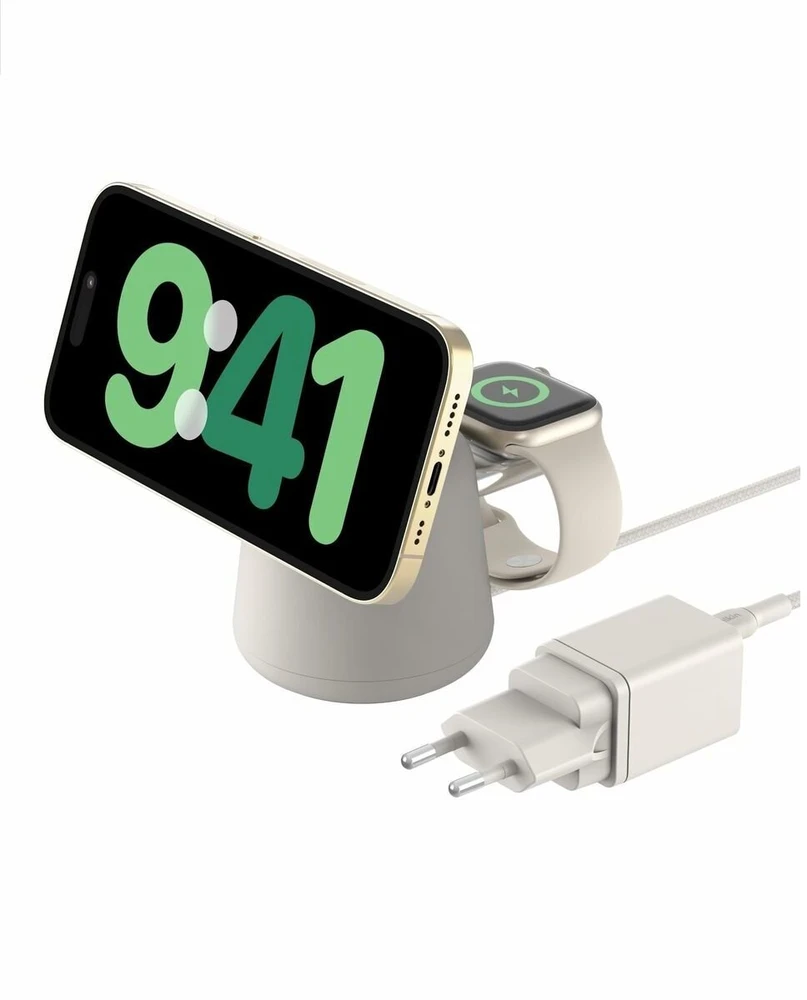Belkin BOOST Charge PRO 15W mag. Charg.Qi2 2in1 smėlio spalvos WIZ027vfH37