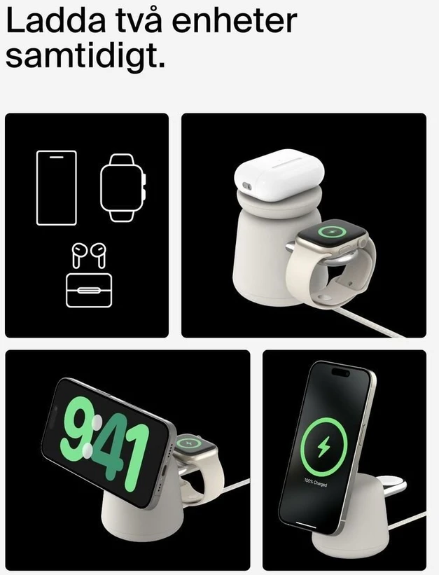 Belkin BOOST Charge PRO 15W mag. Charg.Qi2 2in1 smėlio spalvos WIZ027vfH37