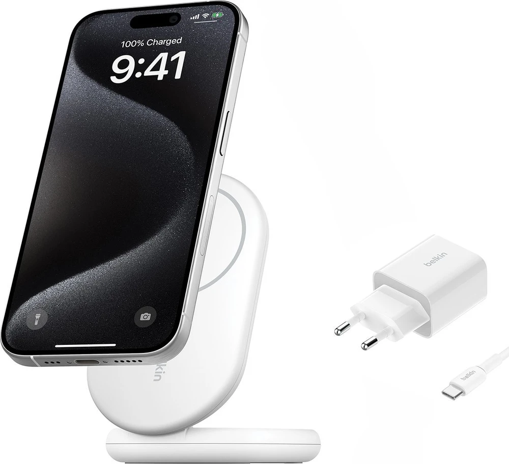 Belkin MagsSafe Qi2 15W balta su adapteriu 20W