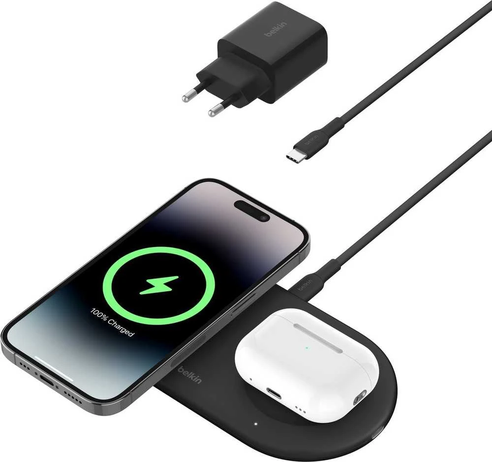Belkinas | Du viename belaidė magnetinė įkrovimo stotis su Qi2 (15 W) | WIZ021vfBK