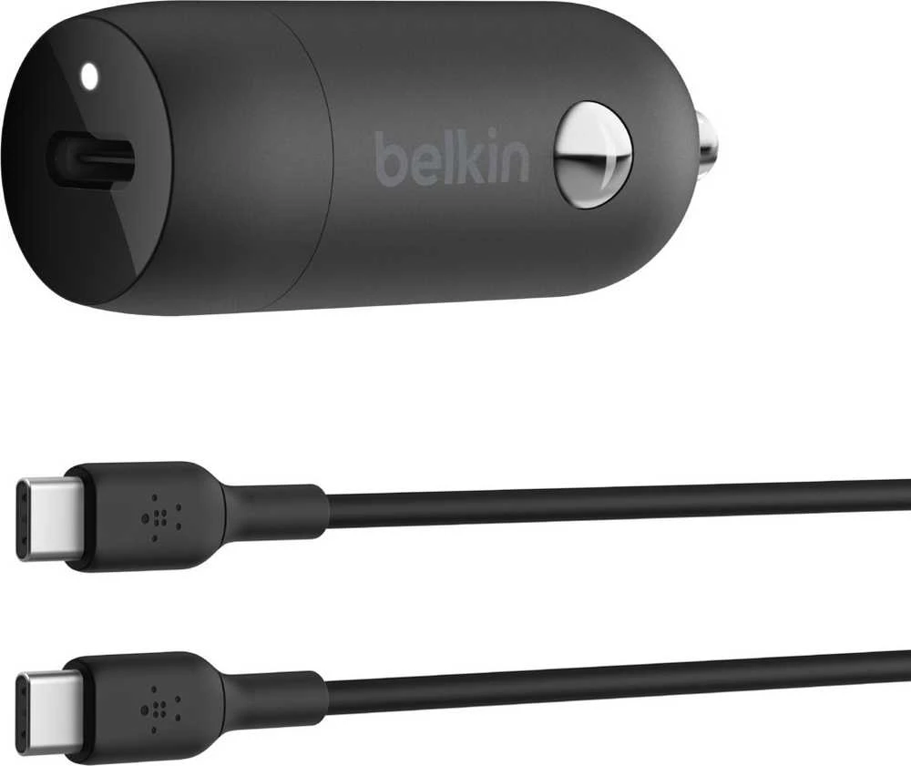 Belkin 30W USB-C, PD, PPS, juoda + kabelis USB-C