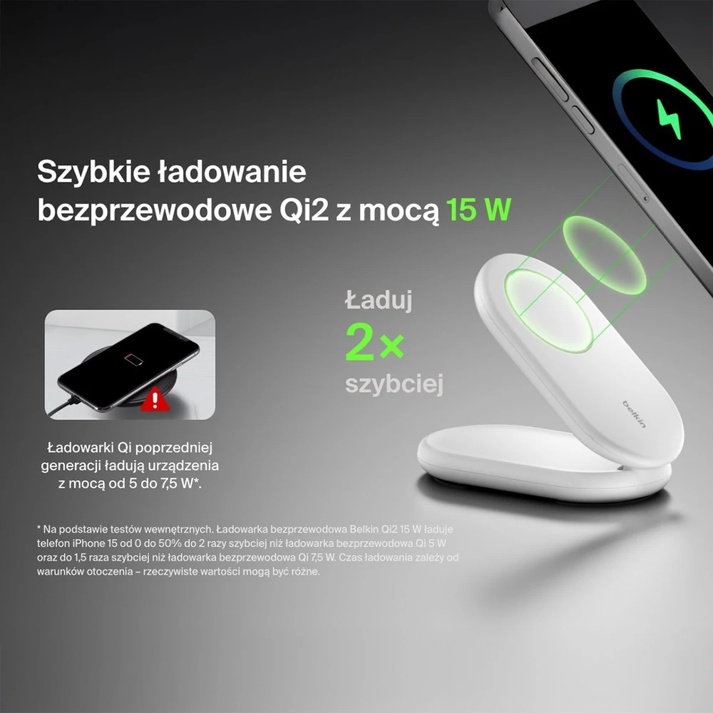 Belkin MagsSafe Qi2 15W balta su adapteriu 20W