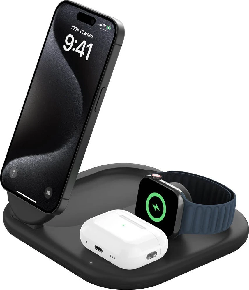 Belkin BoostCharge Headphones, Išmanusis telefonas, Išmanusis laikrodis Juodas USB Wireless charging Fast charging Indoor