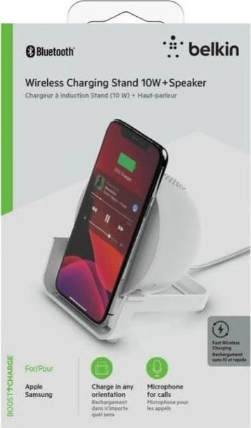Belkin belaidžio įkrovimo stovas + garsiakalbis BOOST CHARGE Baltas