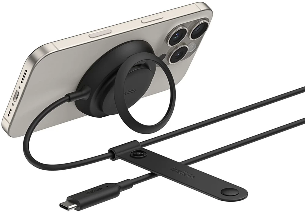 Belkin UltraCharge Qi2 belaidis įkroviklis su stoveliu be maitinimo adapterio Juodas (WIA014HQBK)