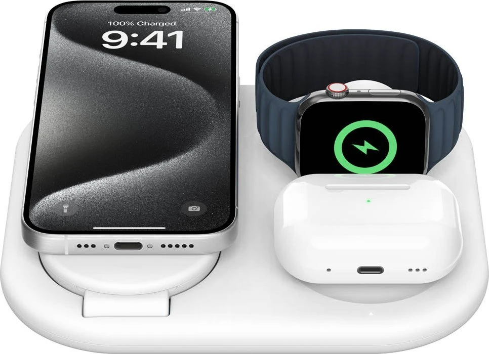 Belkin BoostCharge Headphones, Išmanusis telefonas, Išmanusis laikrodis Baltas USB Wireless charging Fast charging Indoor