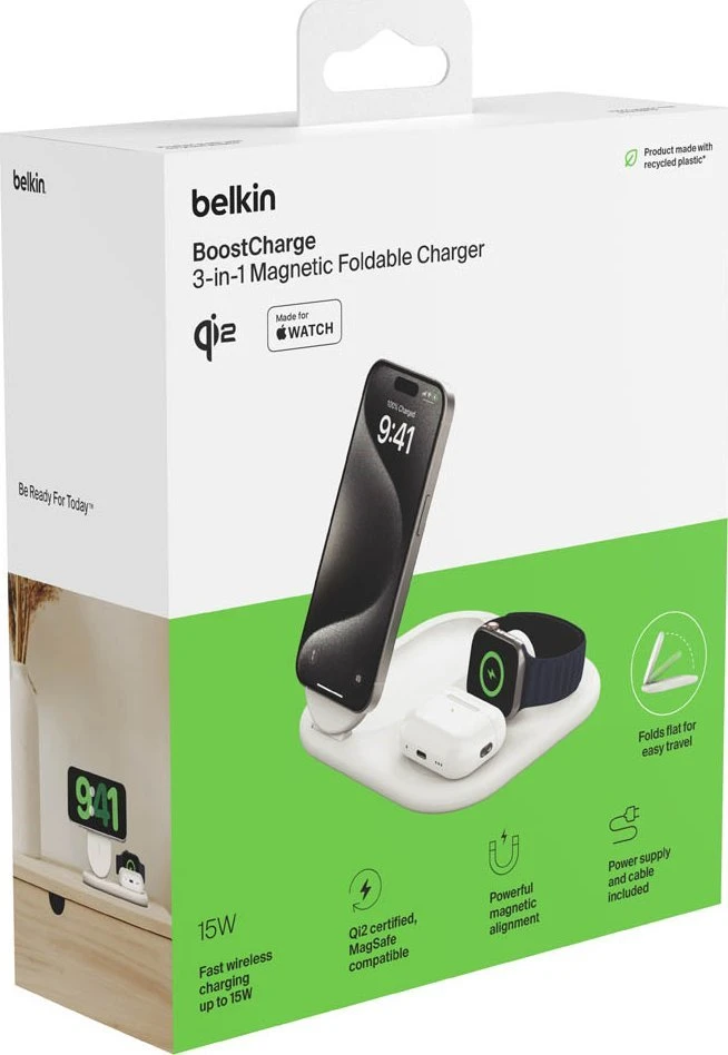 Belkin BoostCharge Headphones, Išmanusis telefonas, Išmanusis laikrodis Baltas USB Wireless charging Fast charging Indoor