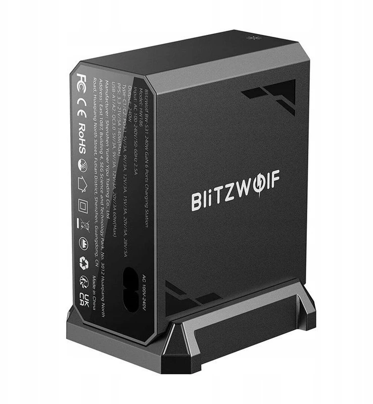 „Blitzwolf BW-S31“ 2xUSB-A, 4xUSB-C, PD, 240 W tinklo įkroviklis.