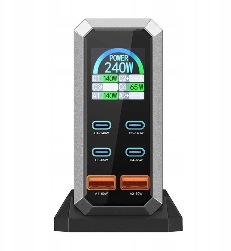 „Blitzwolf BW-S31“ 2xUSB-A, 4xUSB-C, PD, 240 W tinklo įkroviklis.