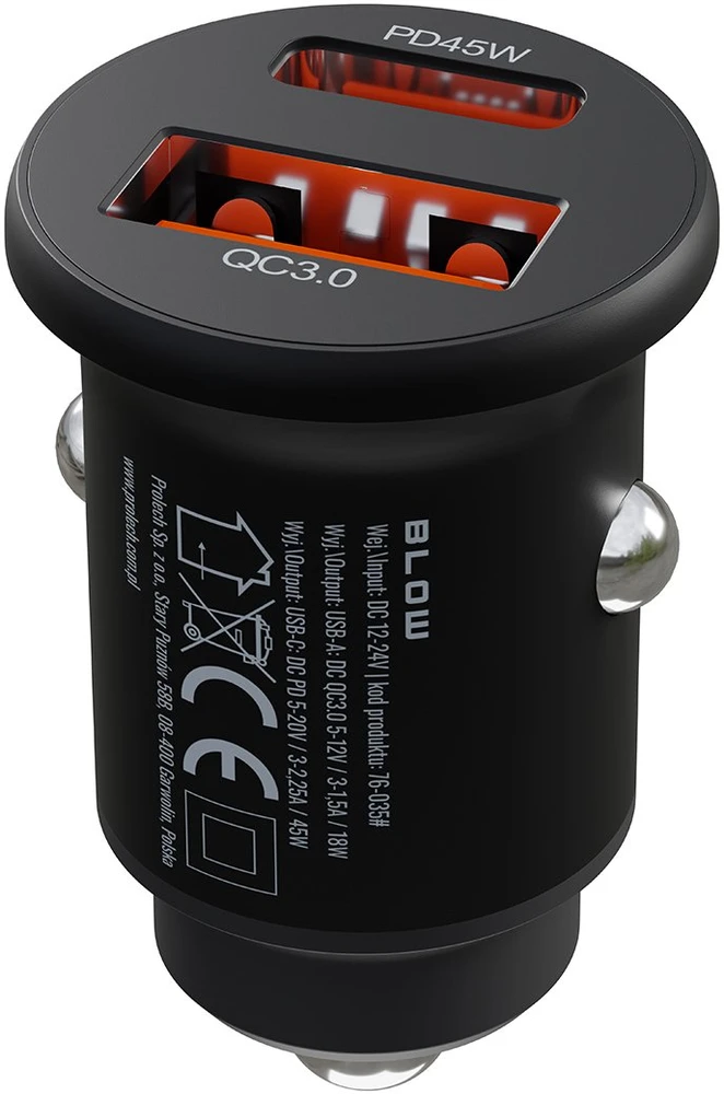 Blow Automobilinis įkroviklis 2x USB-A+USB-C 45W G50B