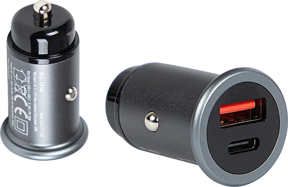 Blow Automobilinis pakrovėjas su USB+USB-C lizdu 30W G30C
