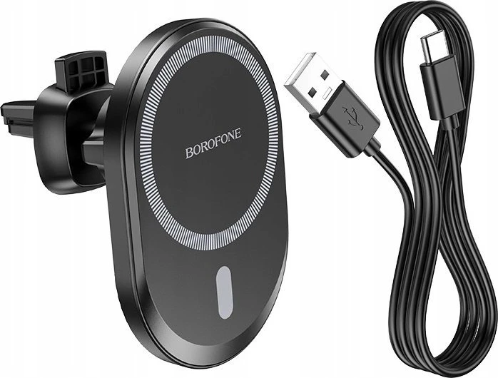 Automobilinis laikiklis-įkroviklis Borofone BH201 Magsafe 15W magnetinis, juodas