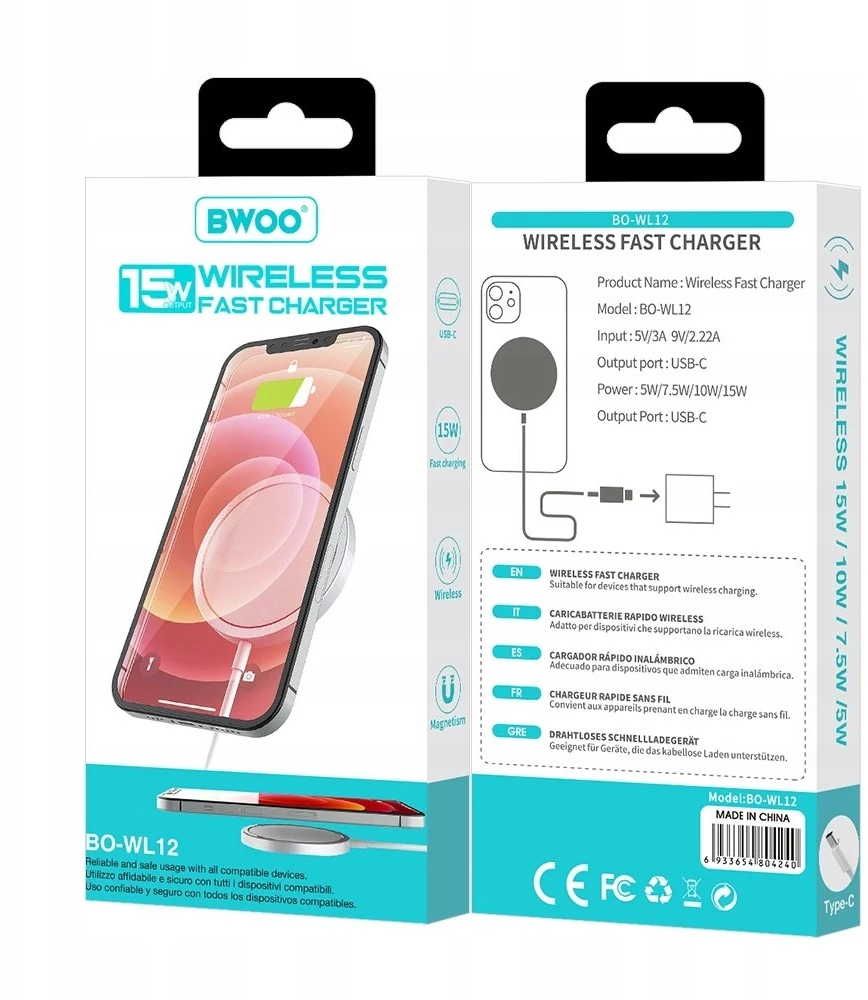BWOO belaidis įkroviklis WL-12 15W mobiliajam telefonui