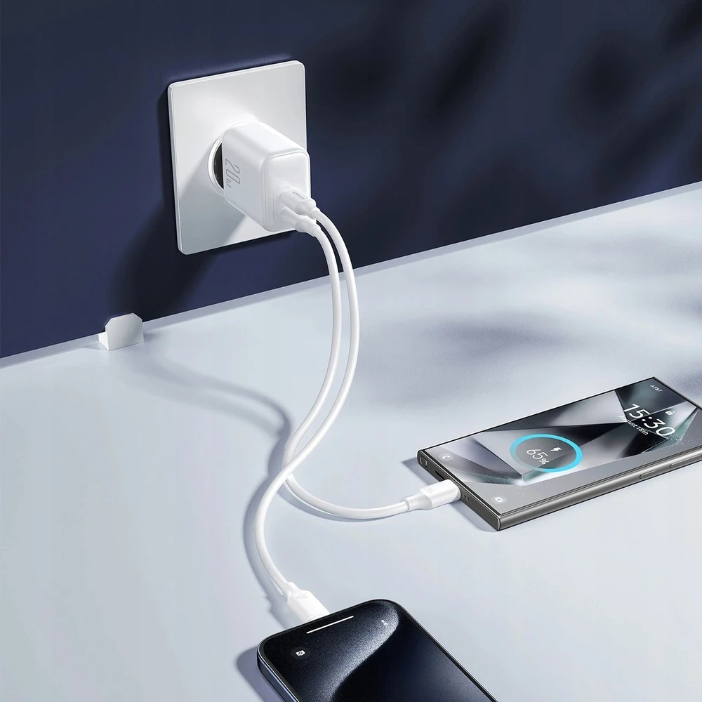 BWOO CDA206 PD 35W sieninis įkroviklis 1x USB-C jungtis baltas