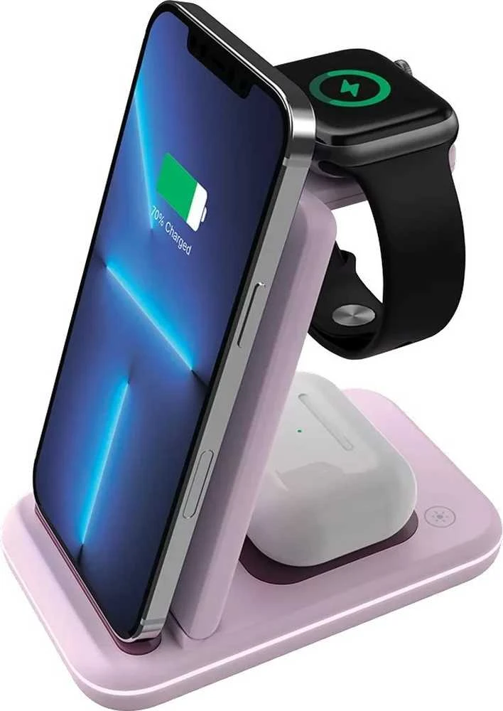 CANYON belaidis įkroviklis WS-304 15W 3in1 Iced Rožinė
