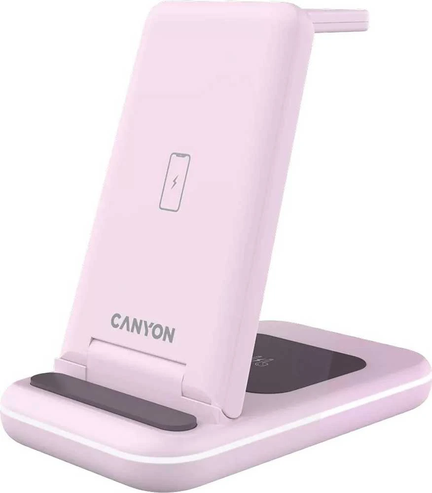 CANYON belaidis įkroviklis WS-304 15W 3in1 Iced Rožinė