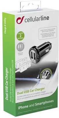 Cellular Line Dual USB automobilinis įkroviklis 2A Cellular juodas