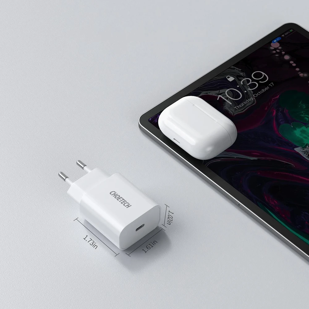 Choetech Q5004 EU USB-C tinklo įkroviklis, 20 W (baltas)
