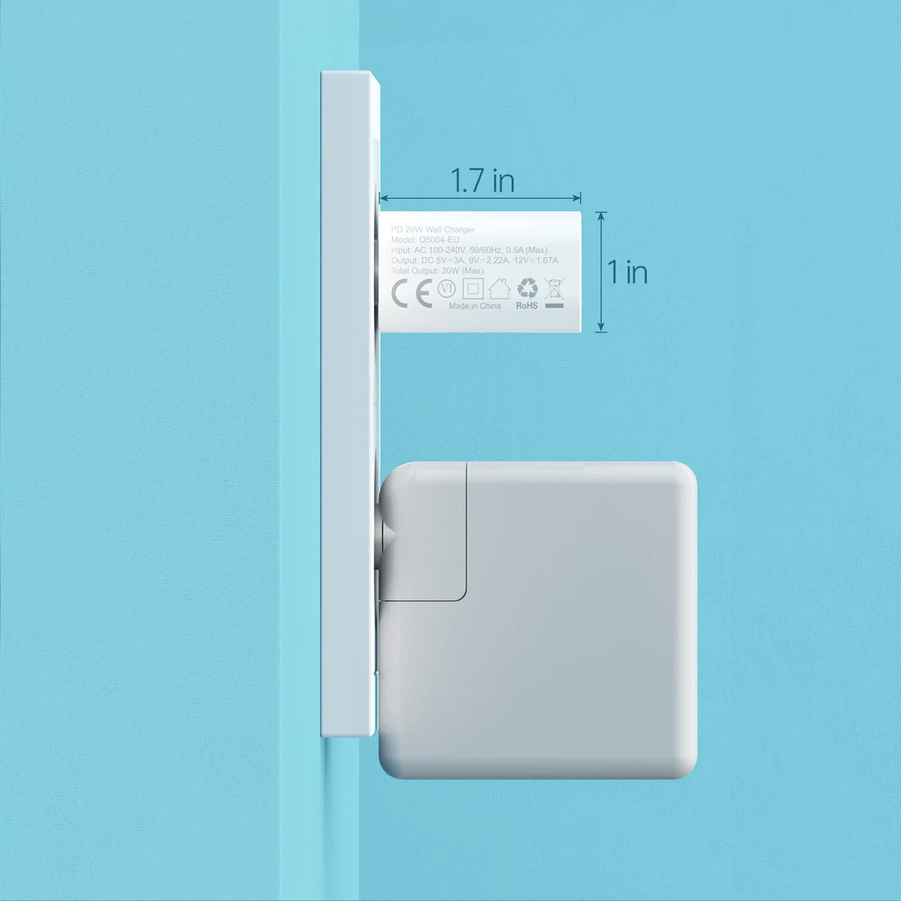 Choetech Q5004 EU USB-C tinklo įkroviklis, 20 W (baltas)