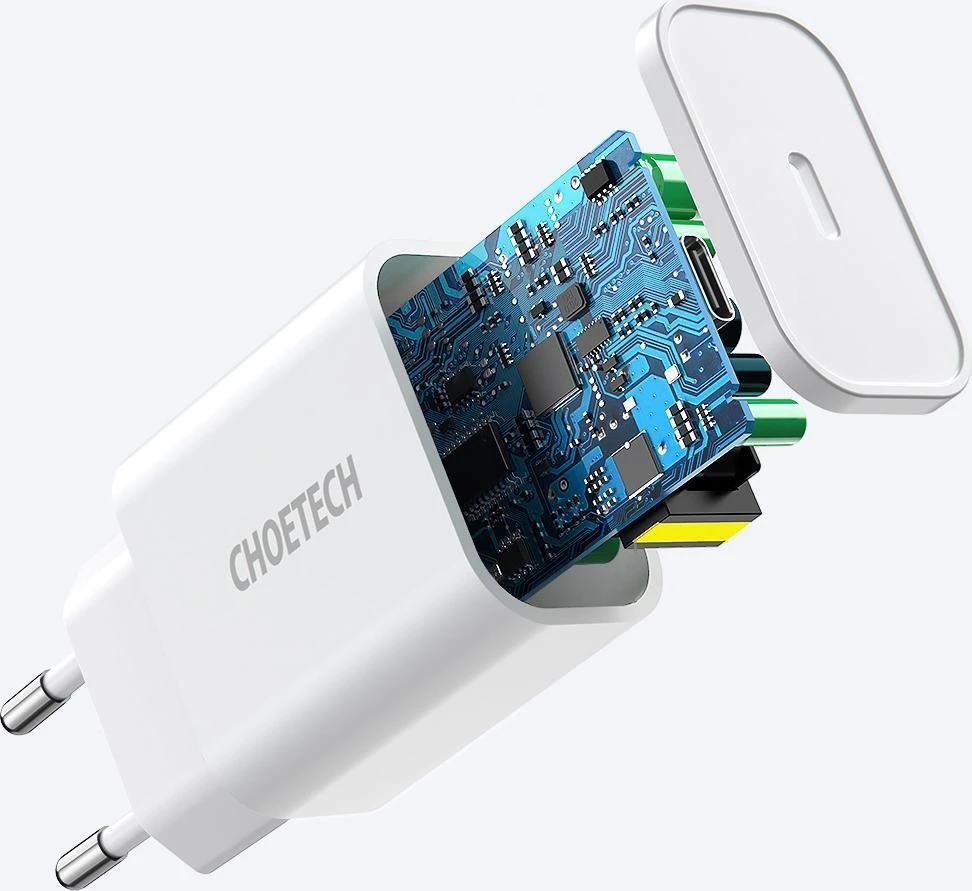 Choetech Q5004 EU USB-C tinklo įkroviklis, 20 W (baltas)