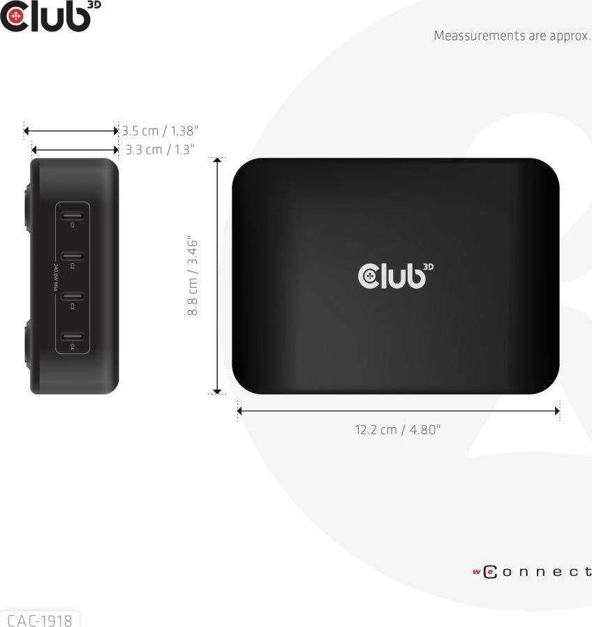 Įkroviklis Club 3D CAC-1918 Universali 4xUSB-C 240W