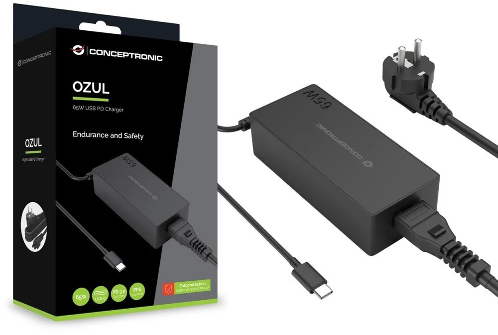 Carruzzo Conceptronic OZUL09BE maitinimo adapteris / inverteris Vidaus 65 W Juoda
