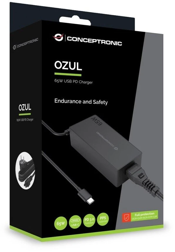 Carruzzo Conceptronic OZUL09BE maitinimo adapteris / inverteris Vidaus 65 W Juoda