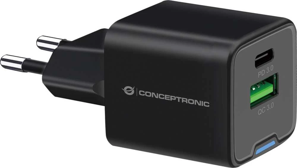 Įkroviklis Conceptronic ALTHEA15B GaN USB PD 1 USB-A 1 USB-C 20W Juodas
