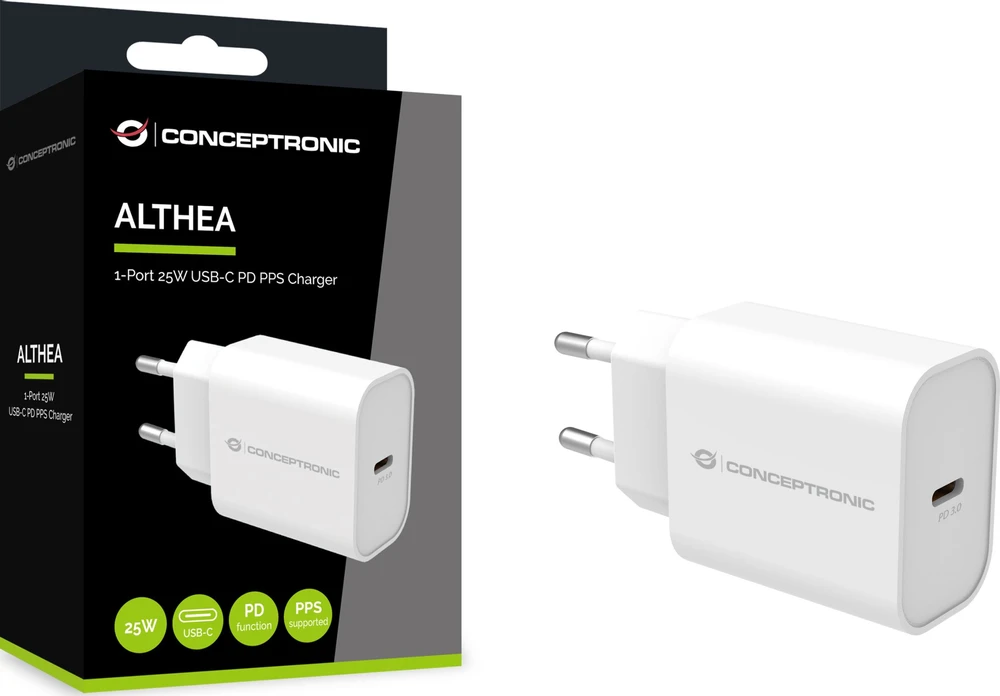 Įkroviklis Conceptronic ALTHEA10W PD/PPS 1 USB-C 25 W Baltas