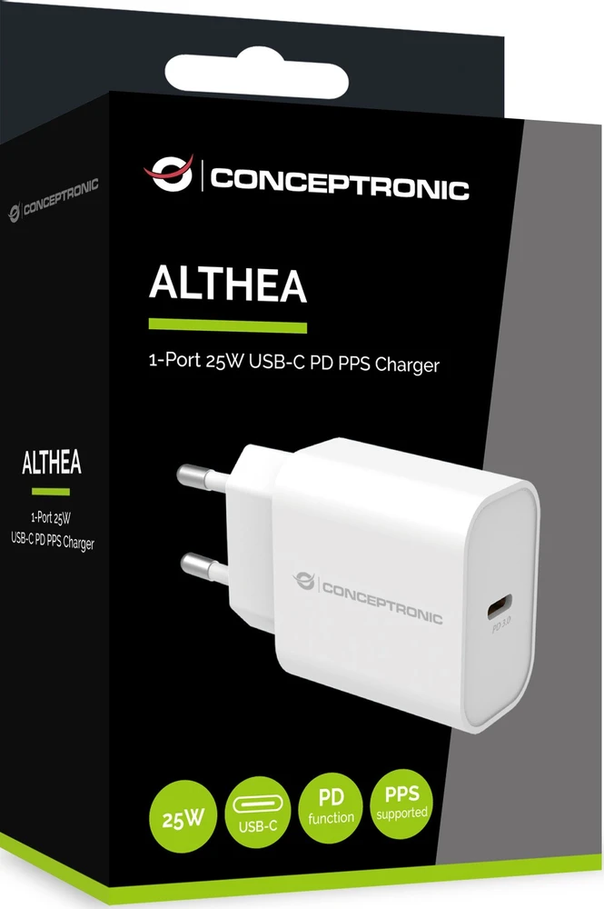 Įkroviklis Conceptronic ALTHEA10W PD/PPS 1 USB-C 25 W Baltas