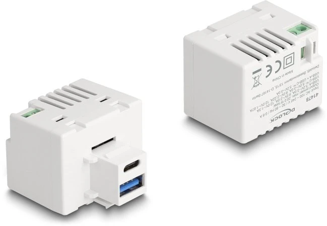 Įkroviklis Delock - Maitinimo šaltinis - 20 wat - 3 A - PD - 2 porty wyjściowe (USB Typ A, USB-C) - balta (41478)