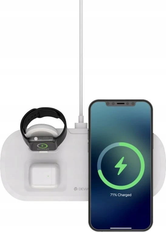 Devia belaidis įkroviklis 3in1 Smart 15W baltas