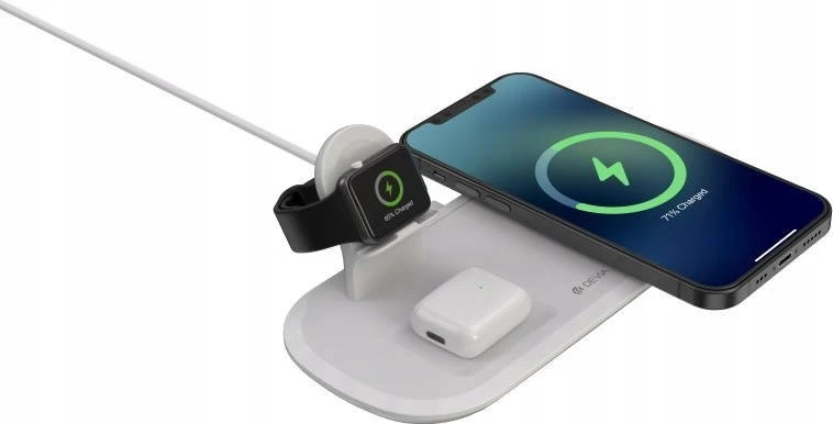 Devia belaidis įkroviklis 3in1 Smart 15W baltas