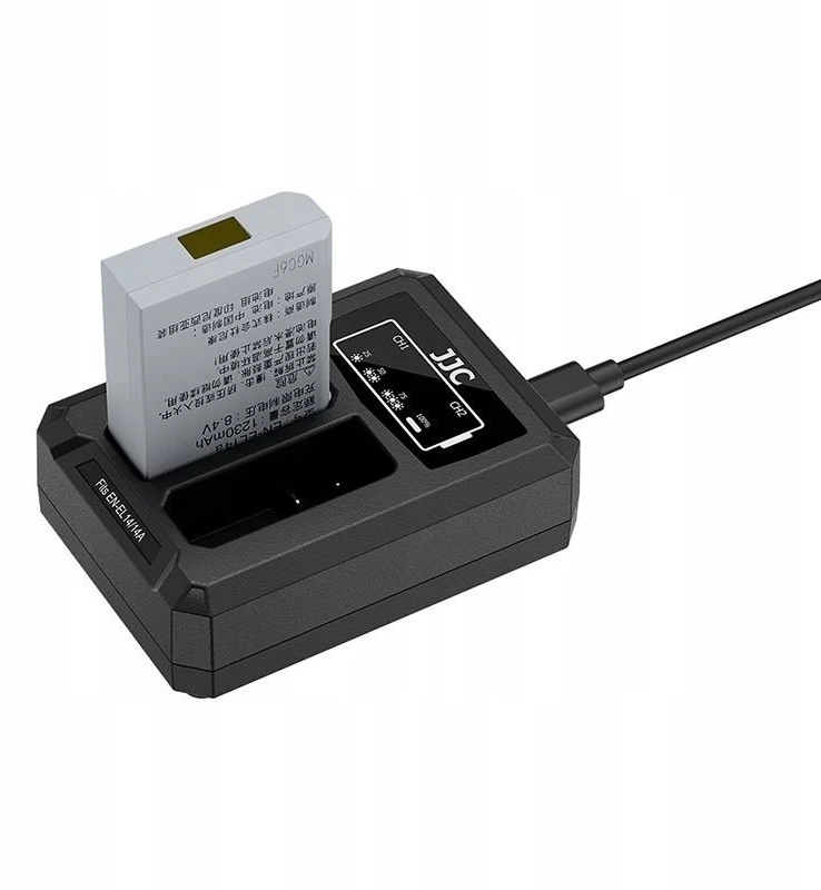 Baterijų Įkroviklis - JJC DCH ENEL14A USB Dual Baterija Charger For Nikon EN EL14/EN EL14A Juodas