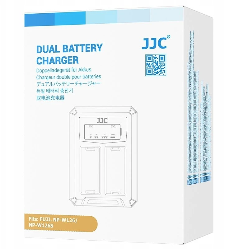 Akumuliatorių Įkroviklis - JJC DCH W126TC USB Dvigubas Įkroviklis Fuji NP W126 Akumuliatoriams Juodas