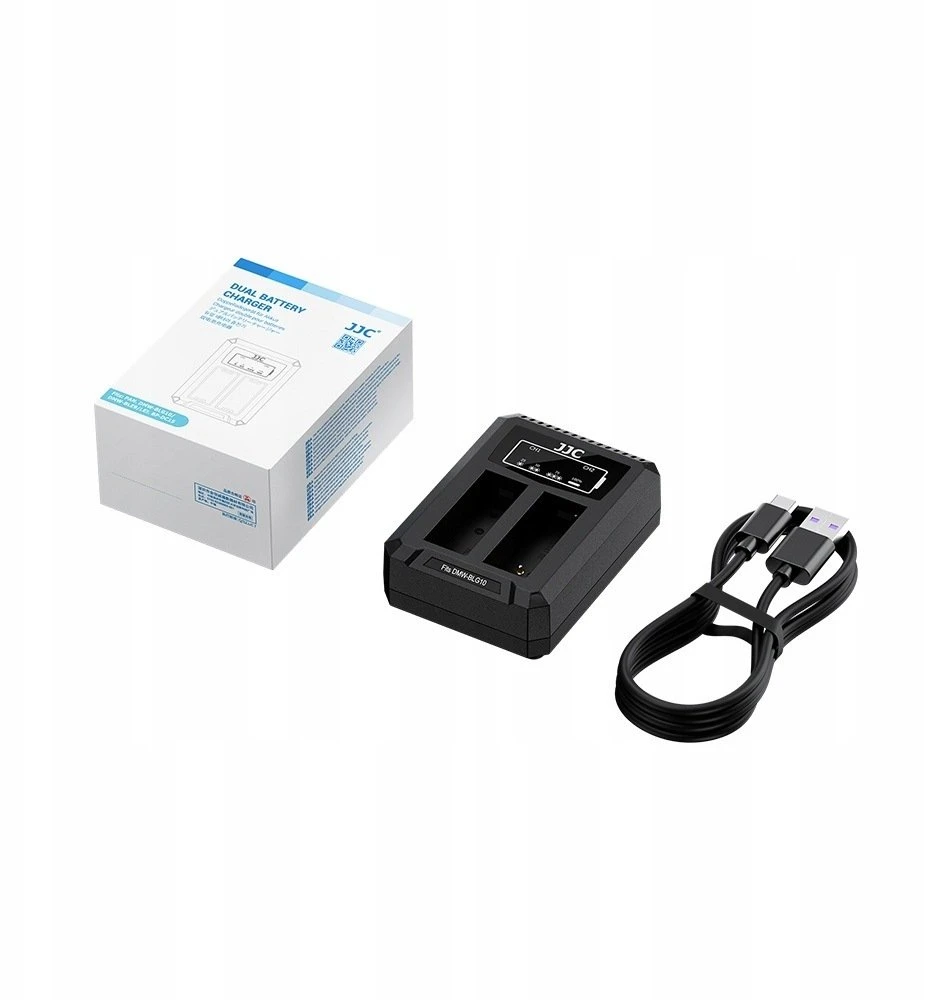 Fotoaparato įkroviklis JJC Dvigubas USB-C USB įkroviklis 2x Panasonic Dmw-blg10 / Ble9 / Dch-blg10tc akumuliatoriui (SB12308)