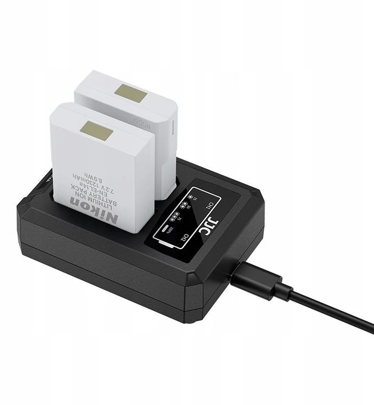 Baterijų Įkroviklis - JJC DCH ENEL14A USB Dual Baterija Charger For Nikon EN EL14/EN EL14A Juodas