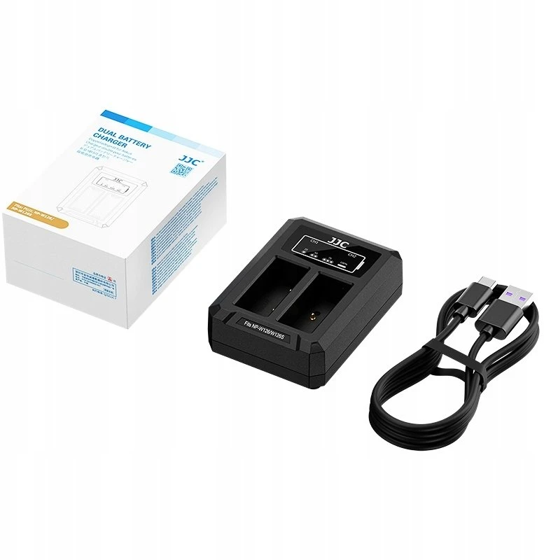 Akumuliatorių Įkroviklis - JJC DCH W126TC USB Dvigubas Įkroviklis Fuji NP W126 Akumuliatoriams Juodas