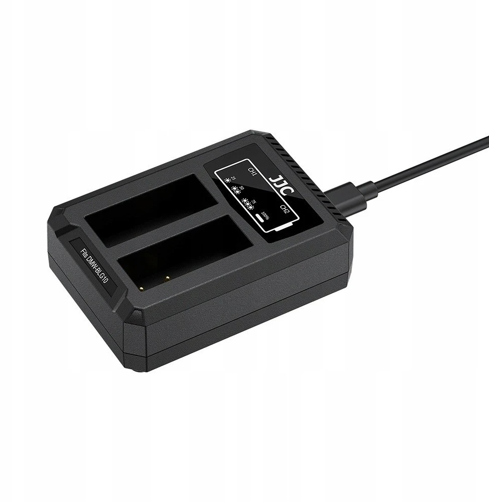 Fotoaparato įkroviklis JJC Dvigubas USB-C USB įkroviklis 2x Panasonic Dmw-blg10 / Ble9 / Dch-blg10tc akumuliatoriui (SB12308)