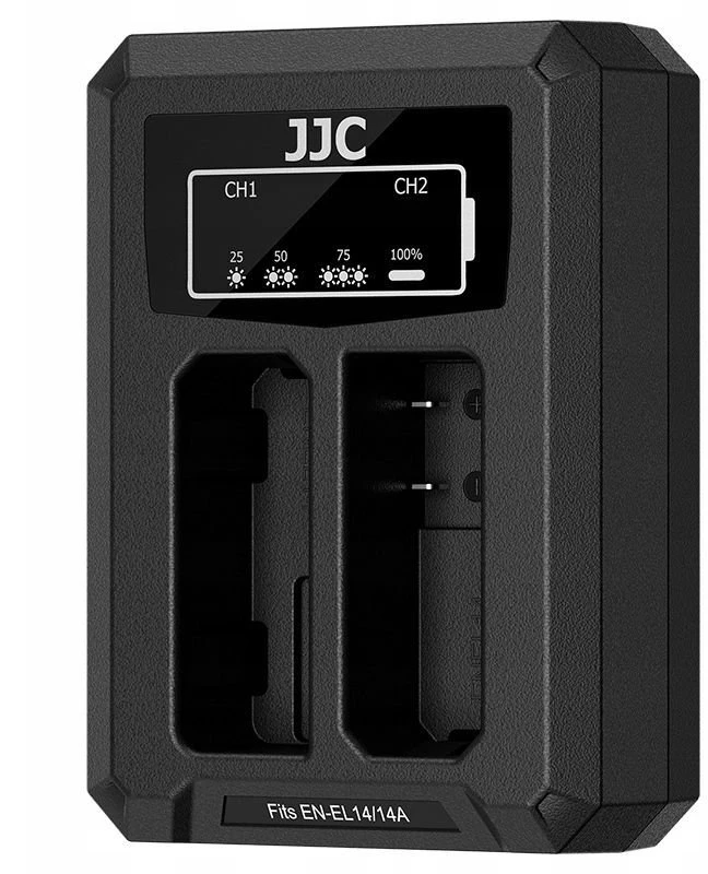 Baterijų Įkroviklis - JJC DCH ENEL14A USB Dual Baterija Charger For Nikon EN EL14/EN EL14A Juodas