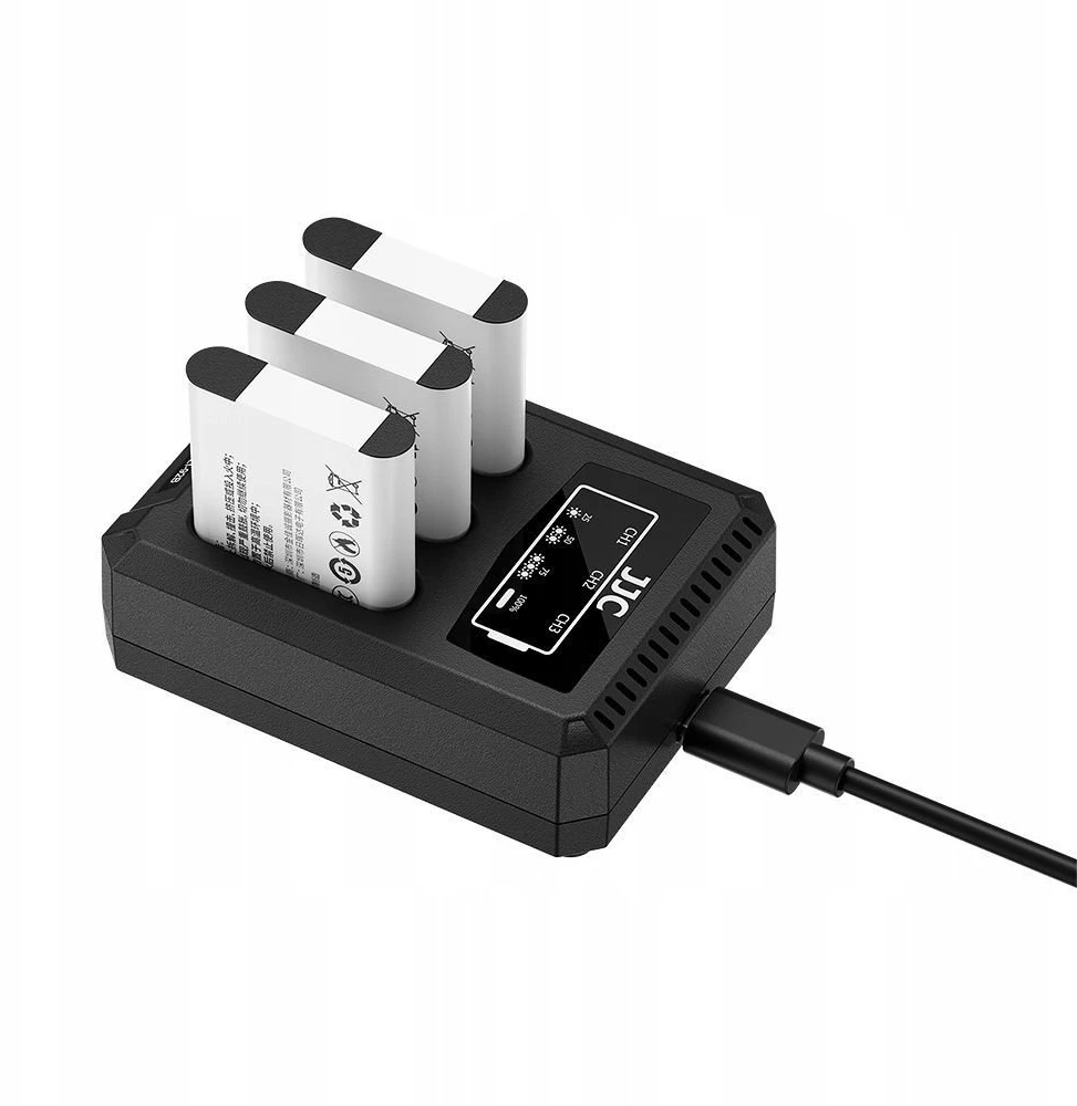 Įkroviklis do aparatu JJC Potrójna Įkroviklis USB Na 3x Akumuliatorius Ricoh Db-110 Olympus Li-90b Li-92b / Dch-110tc (SB12254)