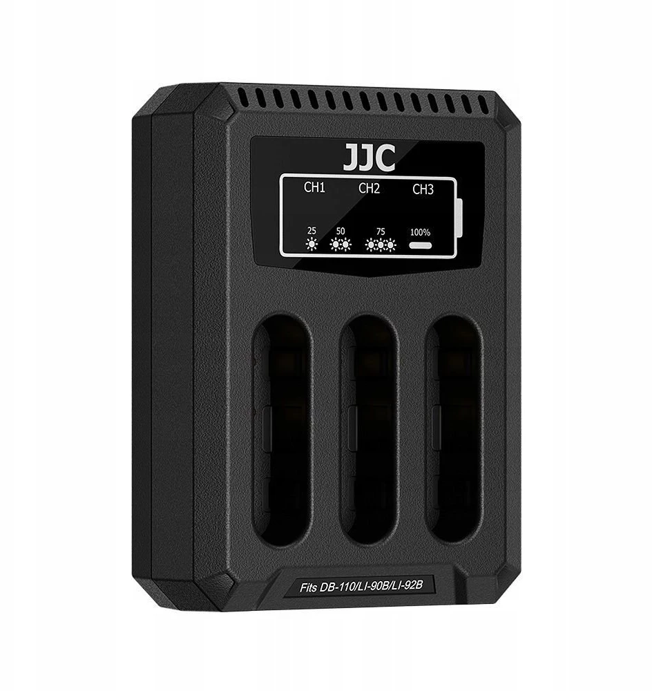 Įkroviklis do aparatu JJC Potrójna Įkroviklis USB Na 3x Akumuliatorius Ricoh Db-110 Olympus Li-90b Li-92b / Dch-110tc (SB12254)